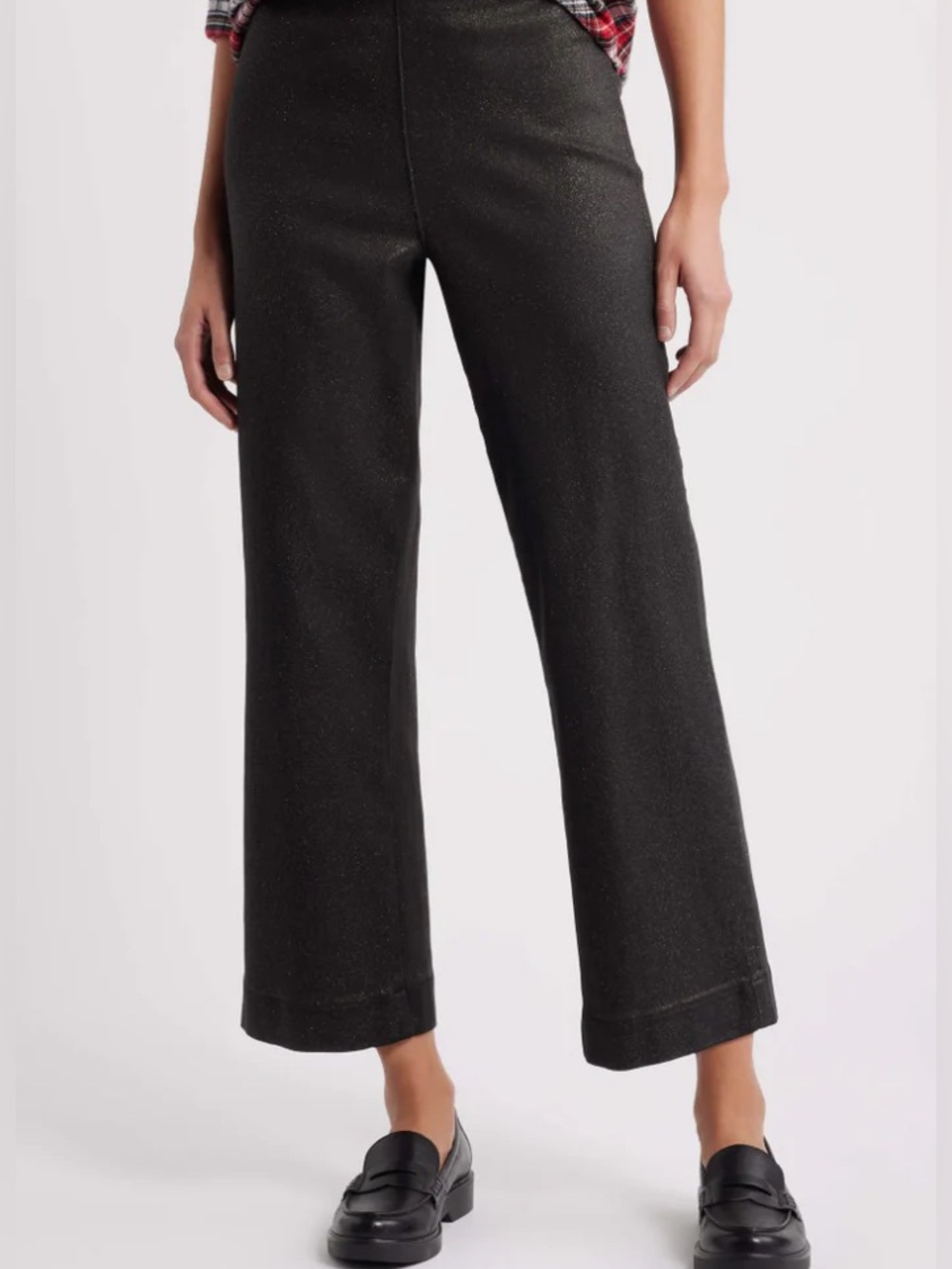 NWT Frank & Eileen Westport Illusion Black Gold Wide Leg Pants Size 8